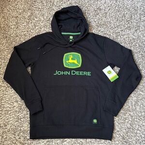 John Deere Black Hoodie with Yellow-Green Logo